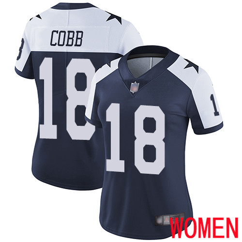 Women Dallas Cowboys Limited Navy Blue Randall Cobb Alternate #18 Vapor Untouchable Throwback NFL Jersey